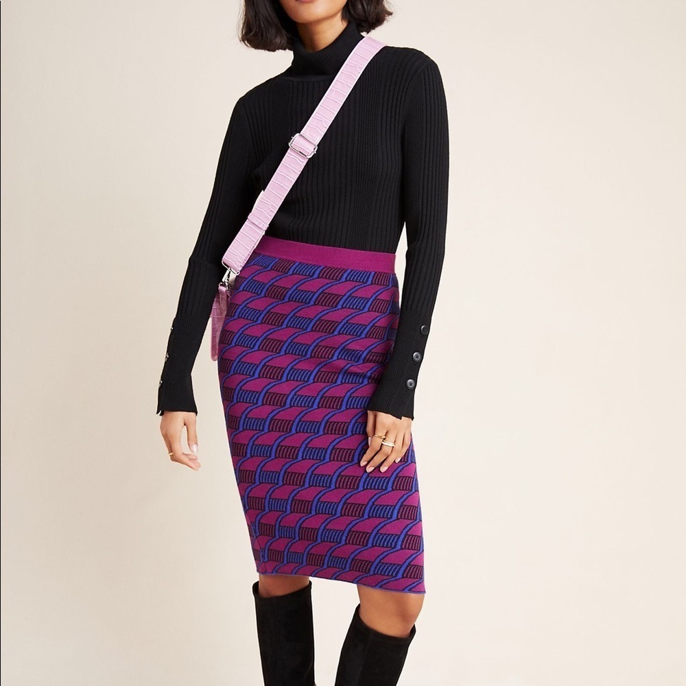 NWT Anthropologie Maeve Nancy Sweater Pencil Skirt Women’s Medium Geometric